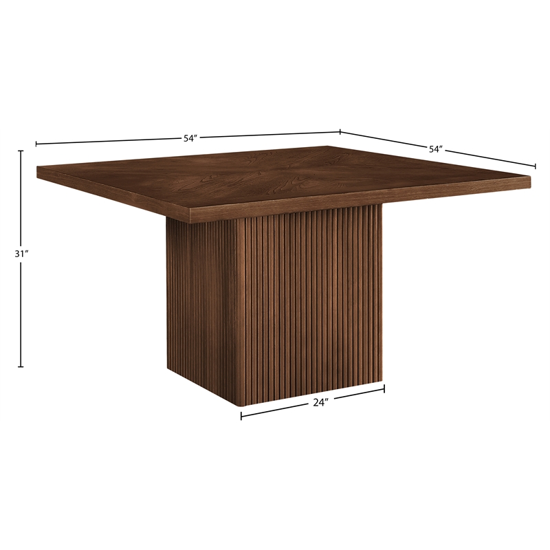 Pemberly Row Brown Solid Wood Dining Table with Oak Veneer Square Top
