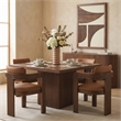 Pemberly Row Brown Solid Wood Dining Table with Oak Veneer Square Top