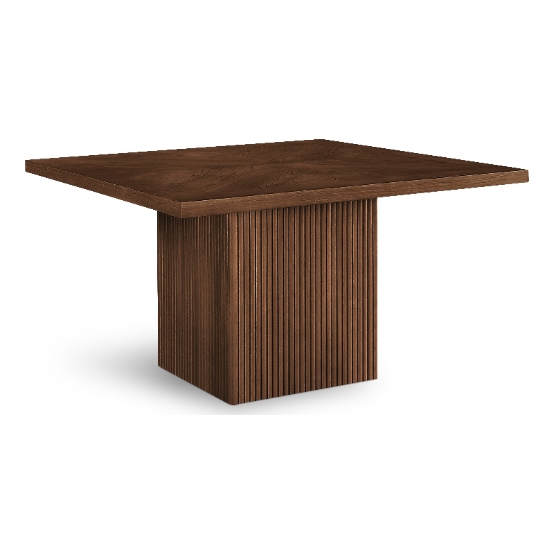 Pemberly Row Brown Solid Wood Dining Table with Oak Veneer Square Top