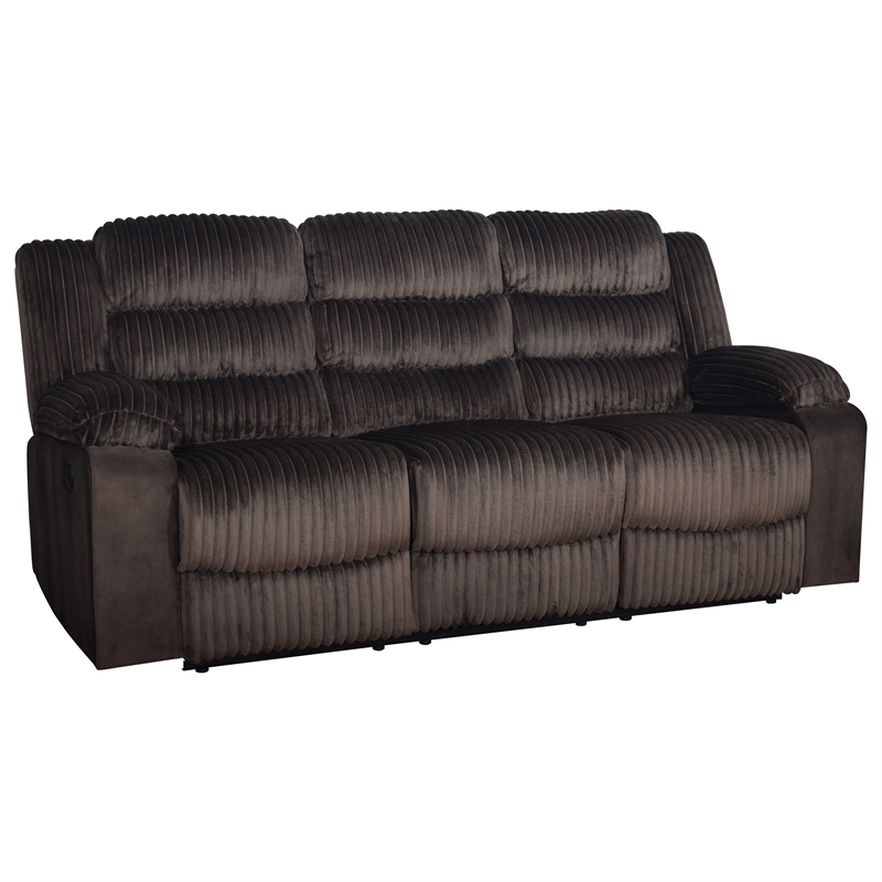 Pemberly Row 2-Piece Wood & Polyester Reclining Living Room Set in Brown