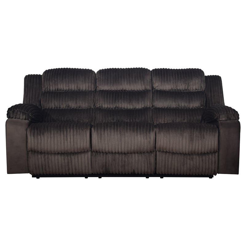 Pemberly Row 2-Piece Wood & Polyester Reclining Living Room Set in Brown