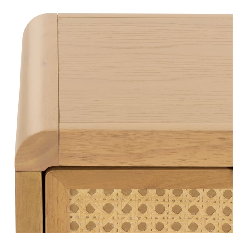 Pemberly Row Wood 1 Drawer Nightstand with Shelf in Natural Finish