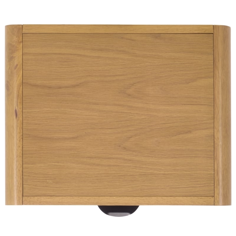 Pemberly Row Wood 1 Drawer Nightstand with Shelf in Natural Finish