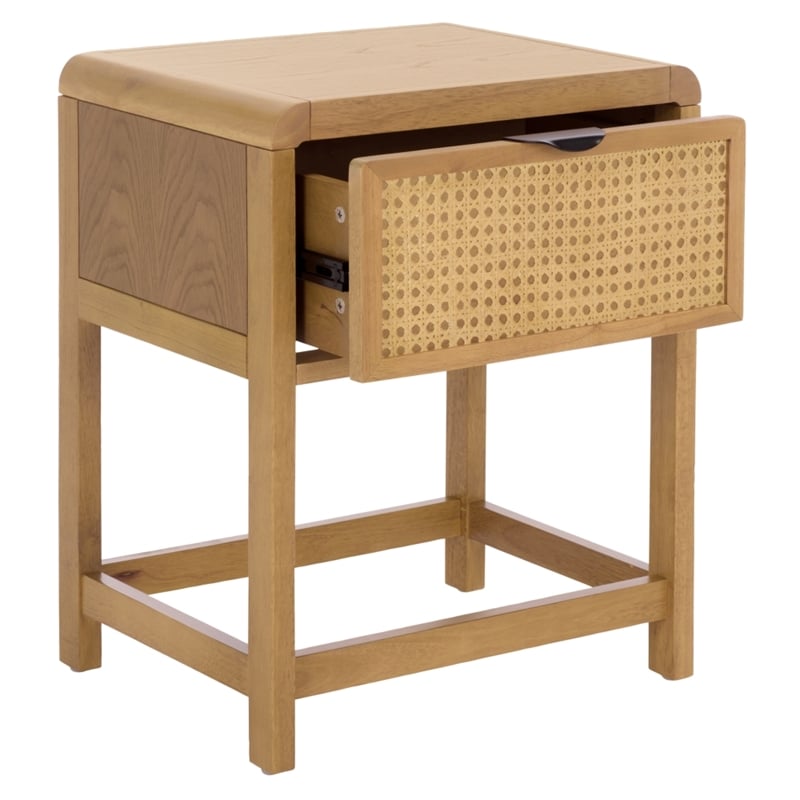Pemberly Row Wood 1 Drawer Nightstand with Shelf in Natural Finish