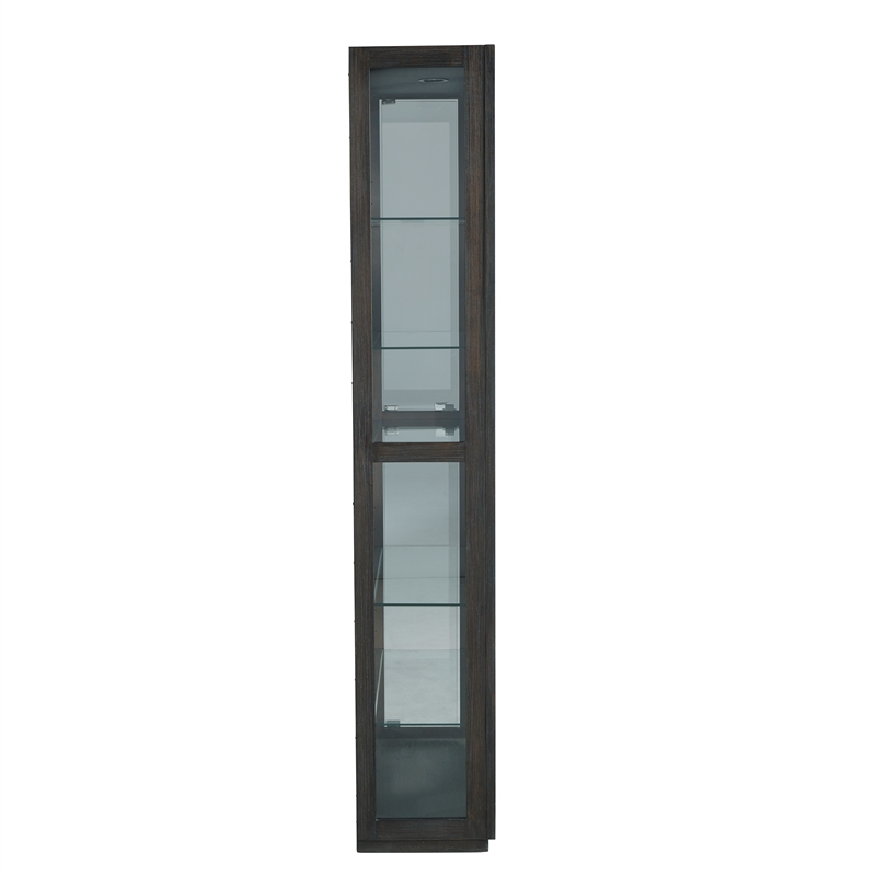 Pemberly Row Side Entry Curio Cabinet in Espresso Brown Wood with Lighting