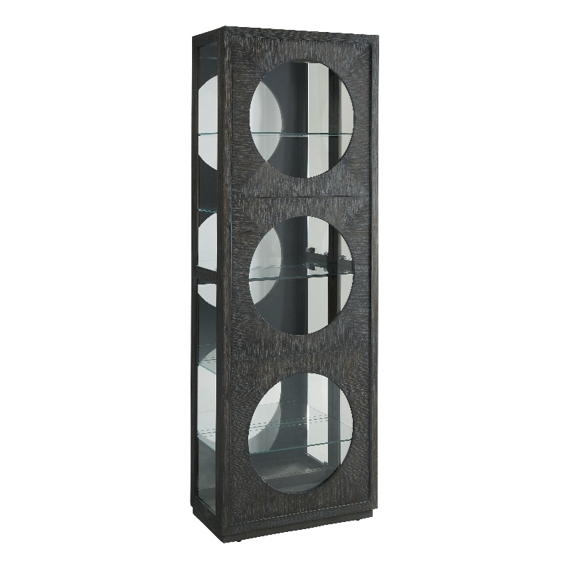 Pemberly Row Side Entry Curio Cabinet in Espresso Brown Wood with Lighting