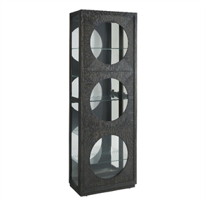 Pemberly Row Side Entry Curio Cabinet in Espresso Brown Wood with Lighting