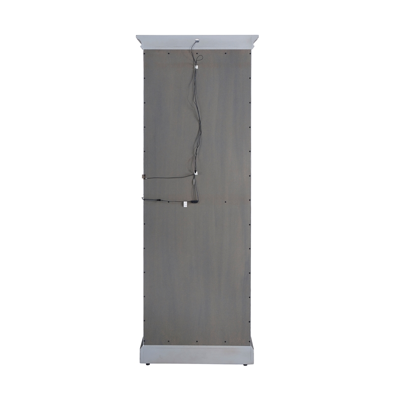 Pemberly Row Side Entry Curio Cabinet in Gray Wood Finish with Mirror Backing
