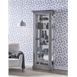 Pemberly Row Side Entry Curio Cabinet in Gray Wood Finish with Mirror Backing