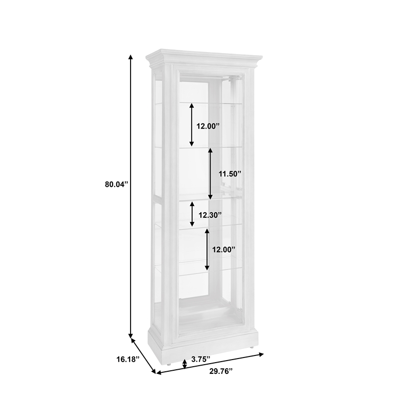 Pemberly Row Side Entry Curio Cabinet in Gray Wood Finish with Mirror Backing