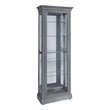 Pemberly Row Side Entry Curio Cabinet in Gray Wood Finish with Mirror Backing