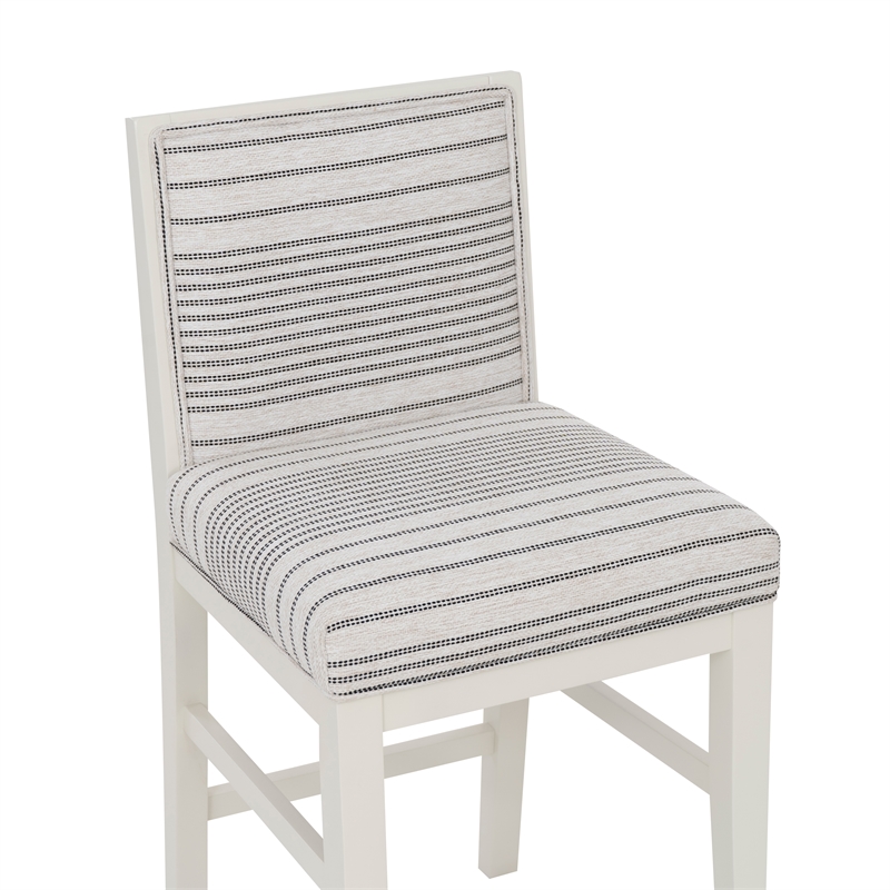 Pemberly Row Set of 2 Counter Stools in White Maple with Gray Upholstery Stripes
