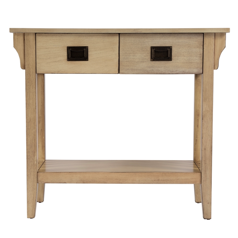 Pemberly Row 36 in W 2 Drawer Wood Console in Antique Beige
