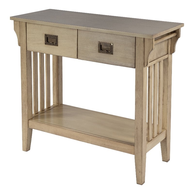 Pemberly Row 36 in W 2 Drawer Wood Console in Antique Beige