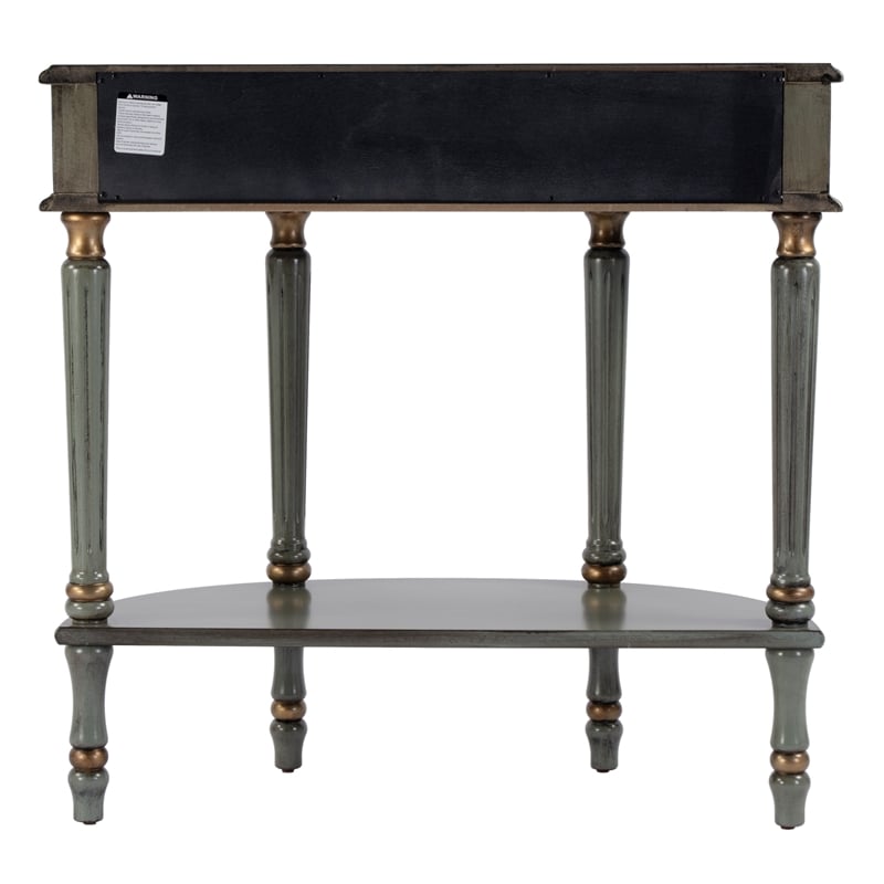 Pemberly Row Demilune Hand Painted Wood Console Table in Pastel Green