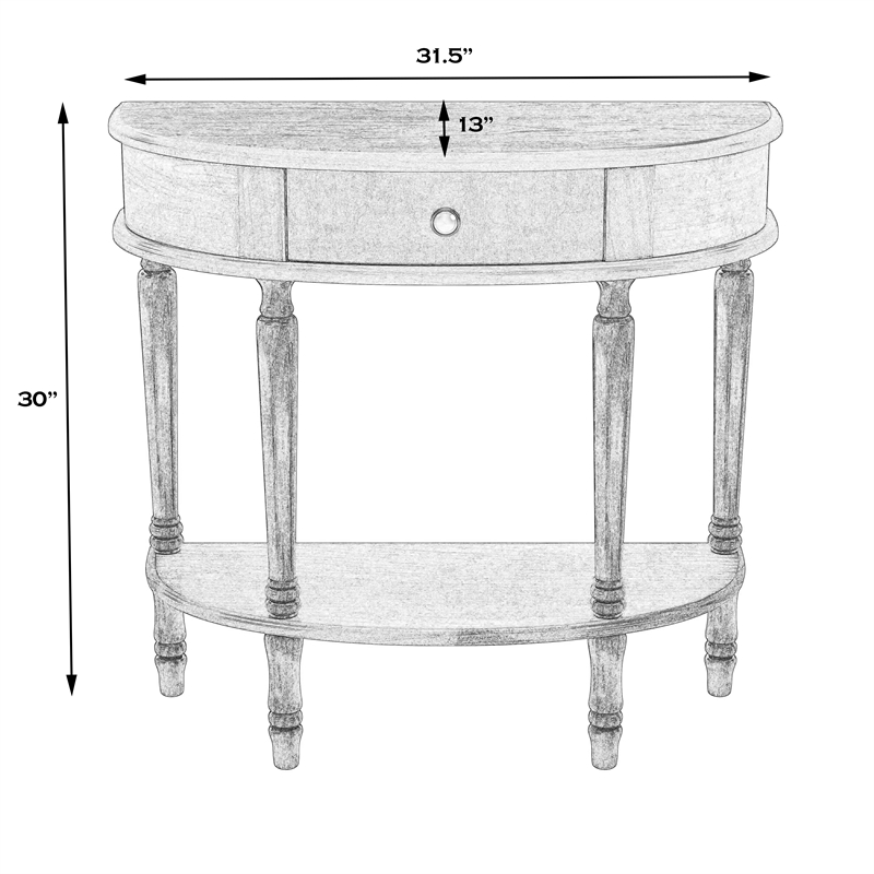 Pemberly Row Demilune Hand Painted Wood Console Table in Pastel Green