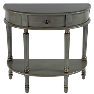 Pemberly Row Demilune Hand Painted Wood Console Table in Pastel Green