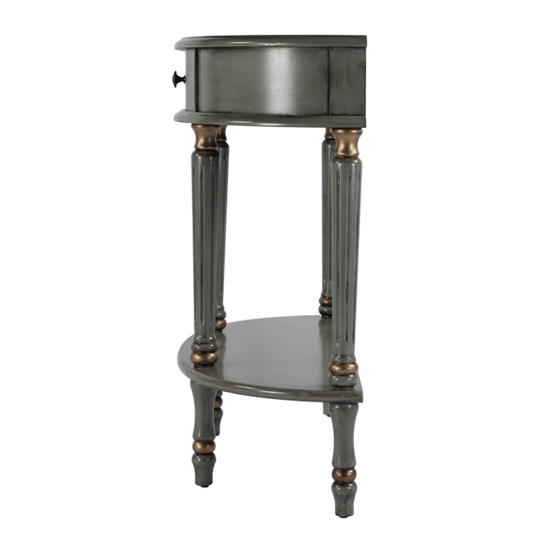 Pemberly Row Demilune Hand Painted Wood Console Table in Pastel Green