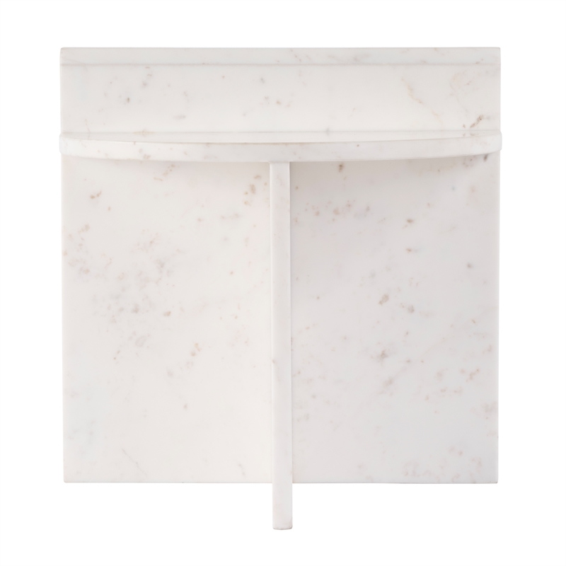 Pemberly Row Round Marble Accent Table in White 19.5