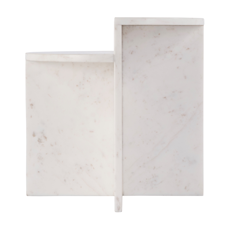 Pemberly Row Round Marble Accent Table in White 19.5