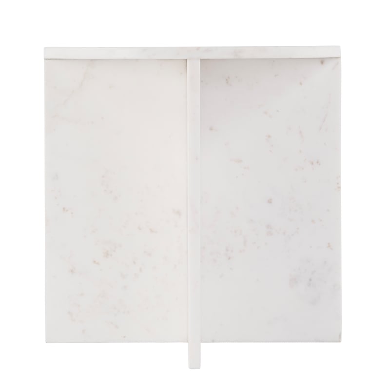 Pemberly Row Round Marble Accent Table in White 19.5