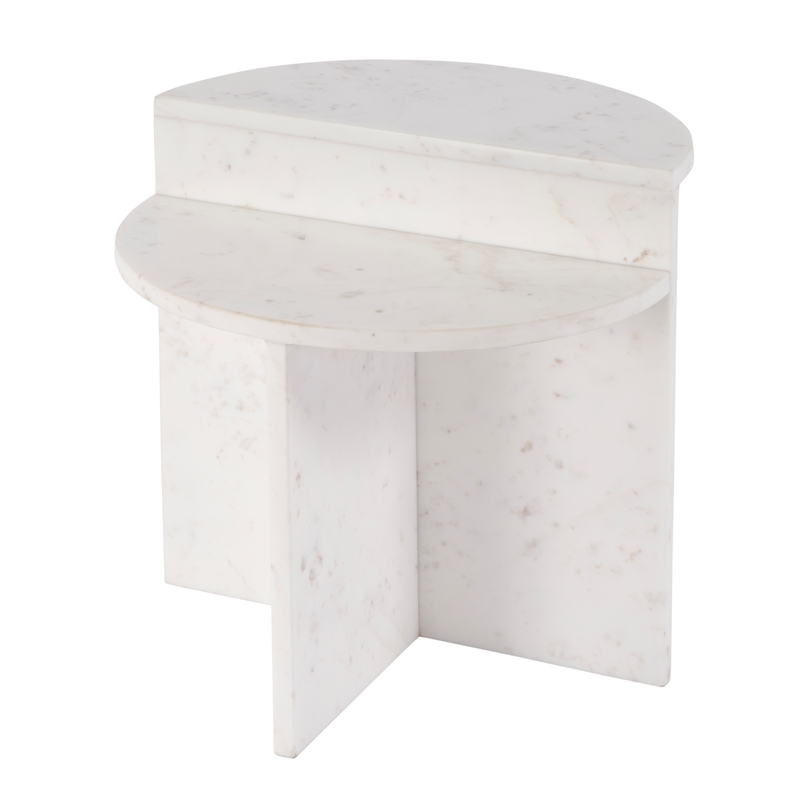 Pemberly Row Round Marble Accent Table in White 19.5