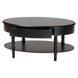 Pemberly Row Black Wood Coffee Table with 1 Drawer and Spindle Legs