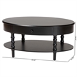 Pemberly Row Black Wood Coffee Table with 1 Drawer and Spindle Legs