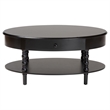 Pemberly Row Black Wood Coffee Table with 1 Drawer and Spindle Legs