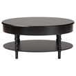 Pemberly Row Black Wood Coffee Table with 1 Drawer and Spindle Legs
