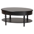 Pemberly Row Black Wood Coffee Table with 1 Drawer and Spindle Legs