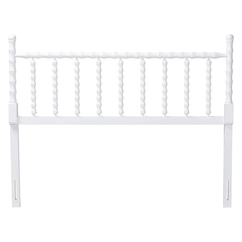 Pemberly Row Edaline Bamboo-Inspired Wood King Headboard in White