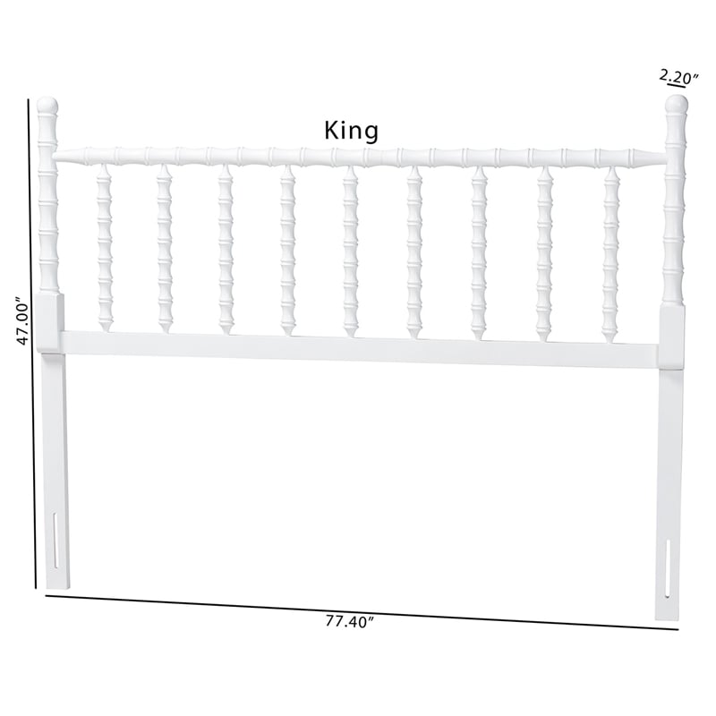 Pemberly Row Edaline Bamboo-Inspired Wood King Headboard in White