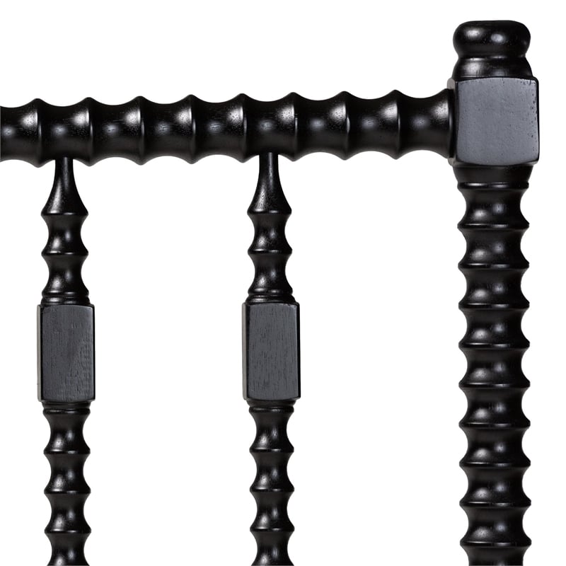 Pemberly Row Juliette Spindle Design Queen Headboard in Black Wood