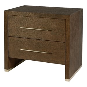 Pemberly Row 28 in Wide Cocoa Brown 2 Drawer Nightstand in Wood