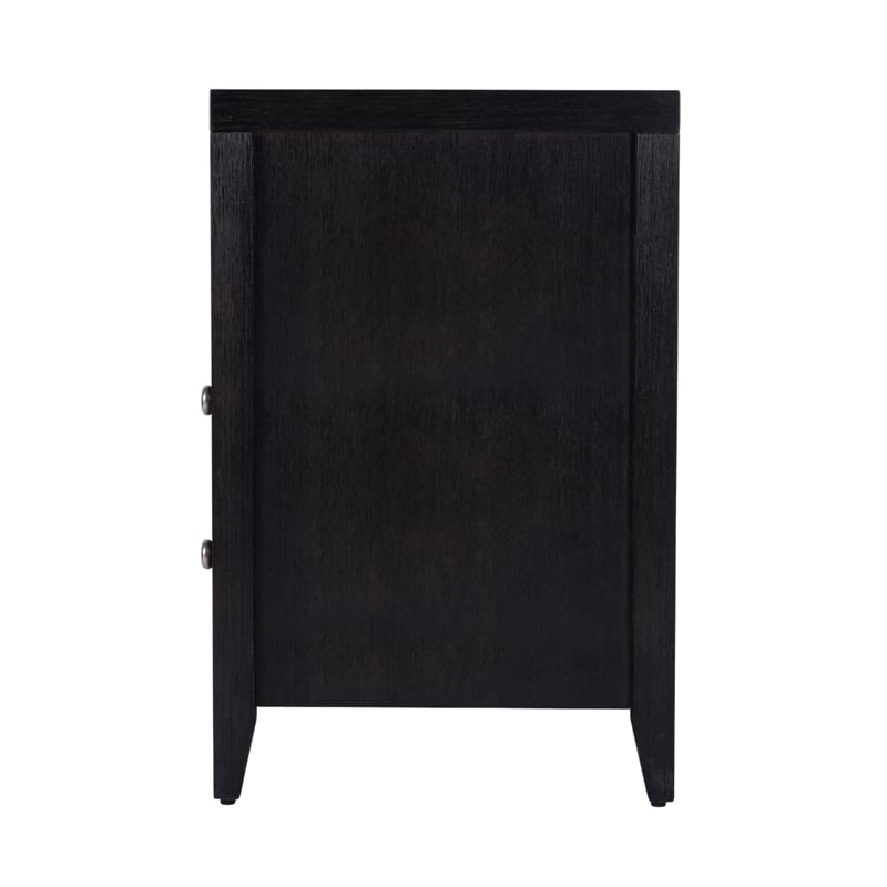 Pemberly Row 28 in Wide Coffee Brown 2 Drawer Nightstand in Wood