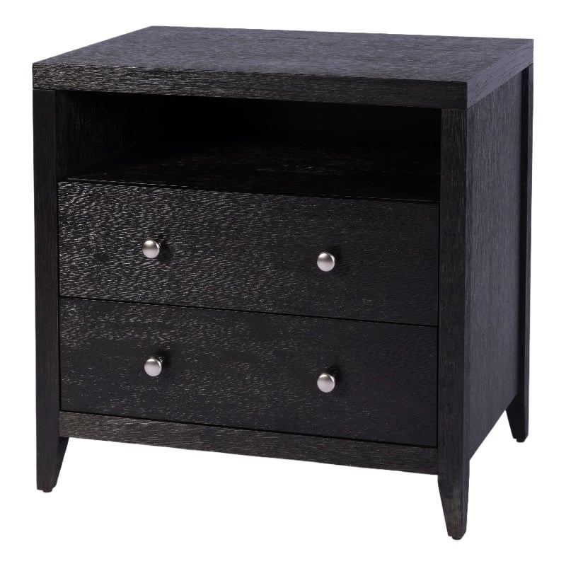 Pemberly Row 28 in Wide Coffee Brown 2 Drawer Nightstand in Wood