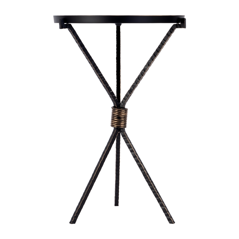 Pemberly Row Round Iron Side Table in Black
