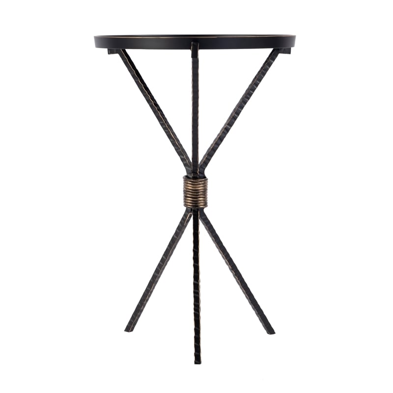 Pemberly Row Round Iron Side Table in Black