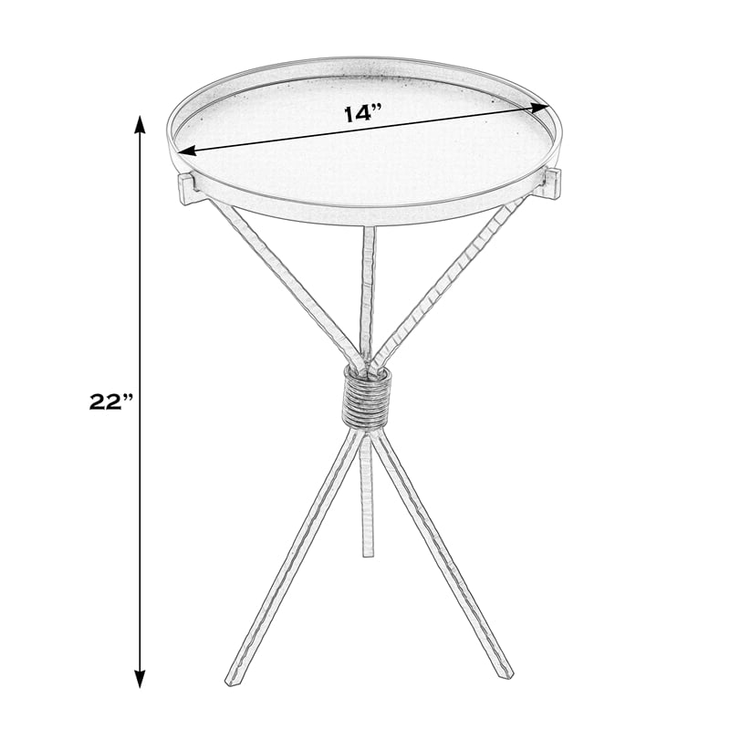 Pemberly Row Round Iron Side Table in Black