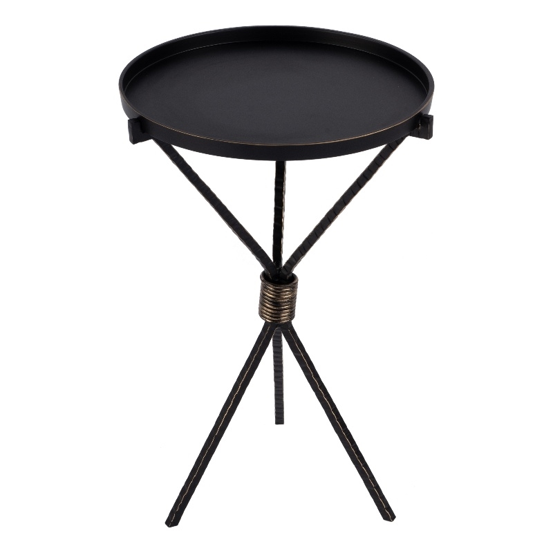 Pemberly Row Round Iron Side Table in Black