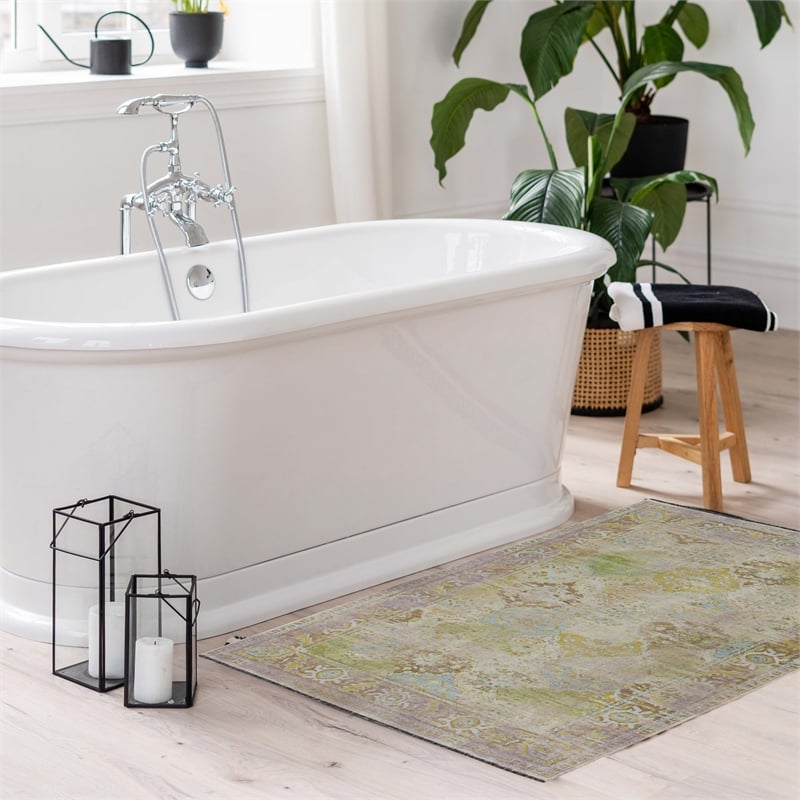 Pemberly Row 2' x 3' Polyester Accent Rug in Lilac and Green