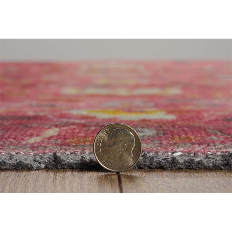 Pemberly Row 5' x 7' Polyester Area Rug in Pink and Blue