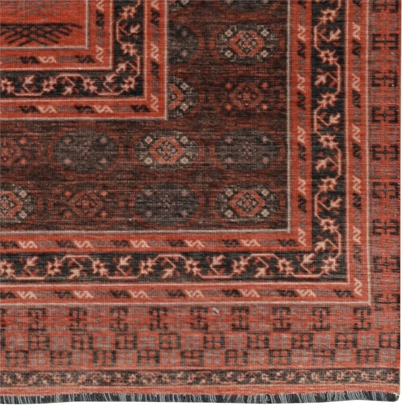Pemberly Row 2' x 10' Runner Rug in Red and Black Polyester