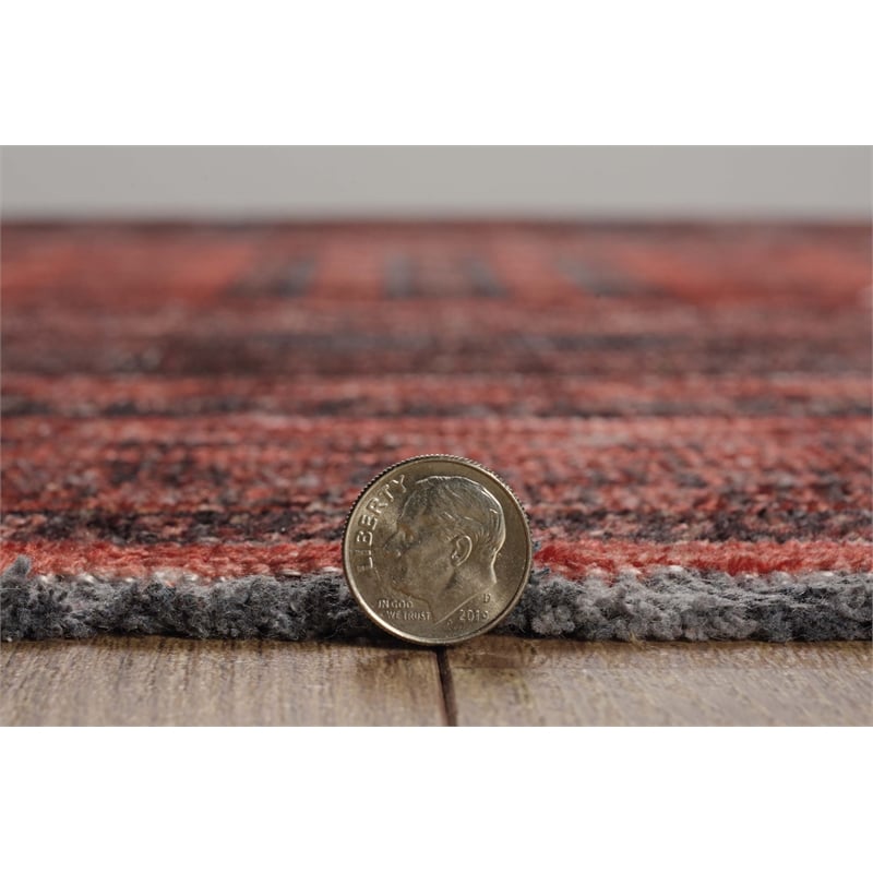 Pemberly Row 2' x 10' Runner Rug in Red and Black Polyester