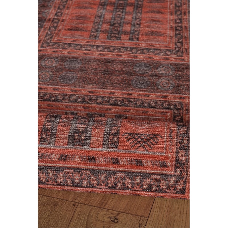 Pemberly Row 2' x 10' Runner Rug in Red and Black Polyester