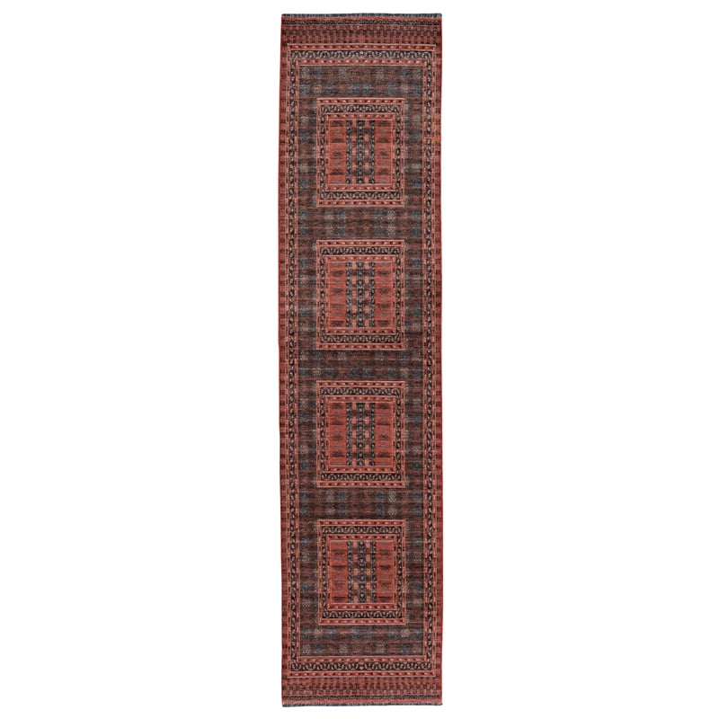 Pemberly Row 2' x 10' Runner Rug in Red and Black Polyester