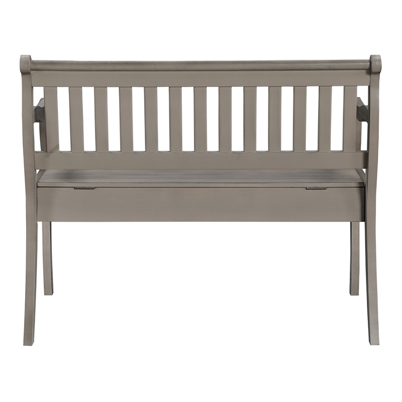 Pemberly Row Entryway Storage Bench Solid Wood in Goldstone Brown Finish