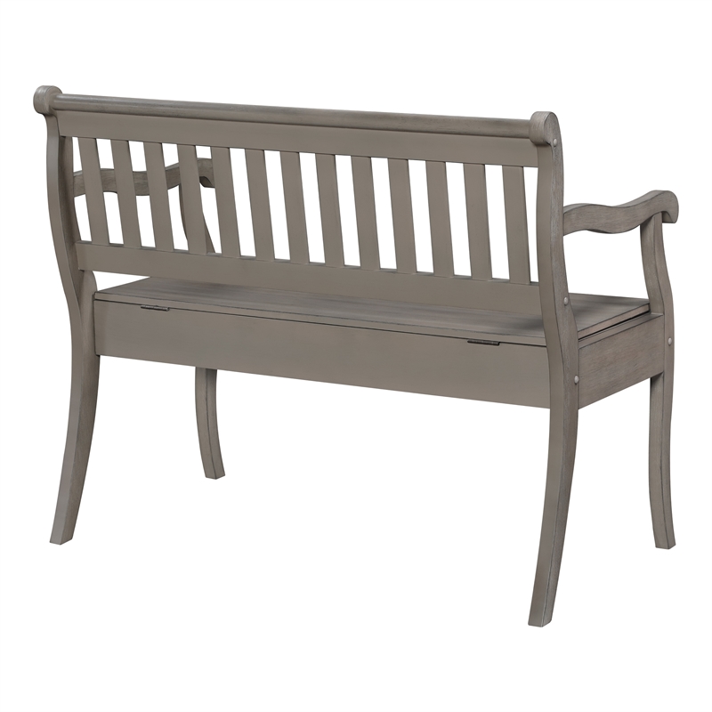 Pemberly Row Entryway Storage Bench Solid Wood in Goldstone Brown Finish
