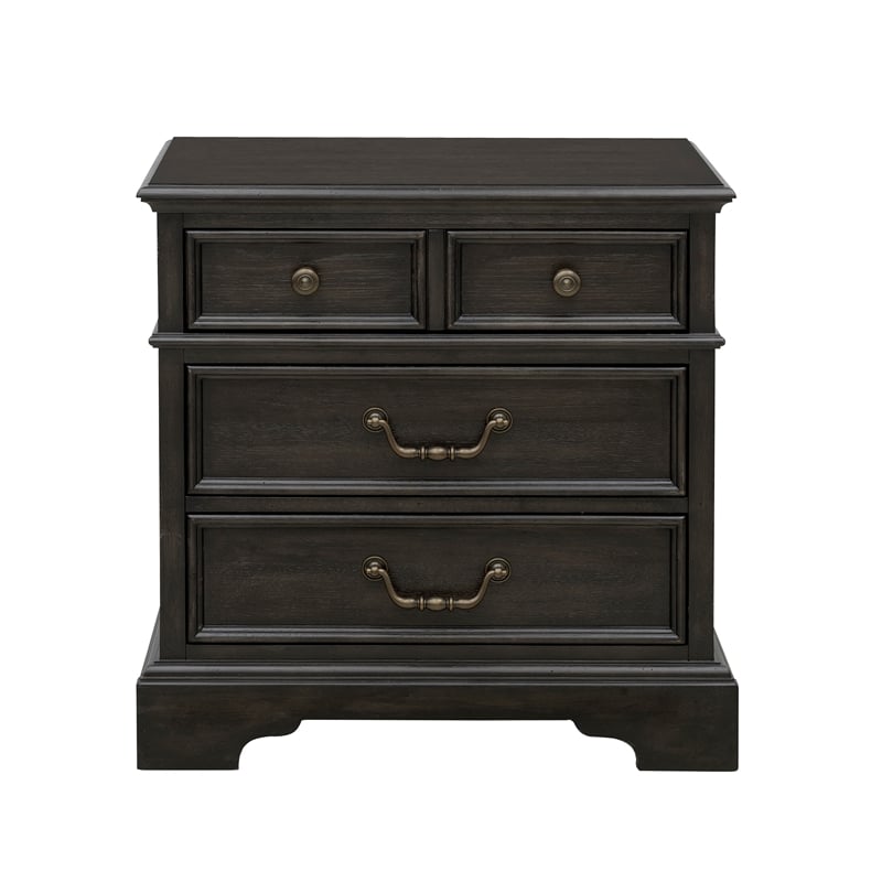 Pemberly Row 3 Drawer Nightstand in Brown Velvet Wood Finish